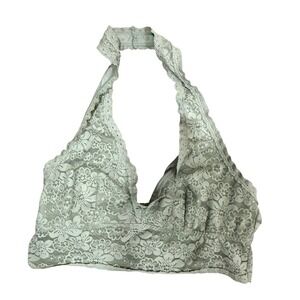 Victorias Secret PINK Sage Green Floral Lace Halter Bralette Womens Medium